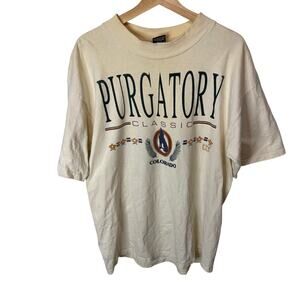 VTG Purgatory Classic COLORADO USA T-SHIRT XL 90s HL Miller Gold Thick Cotton
